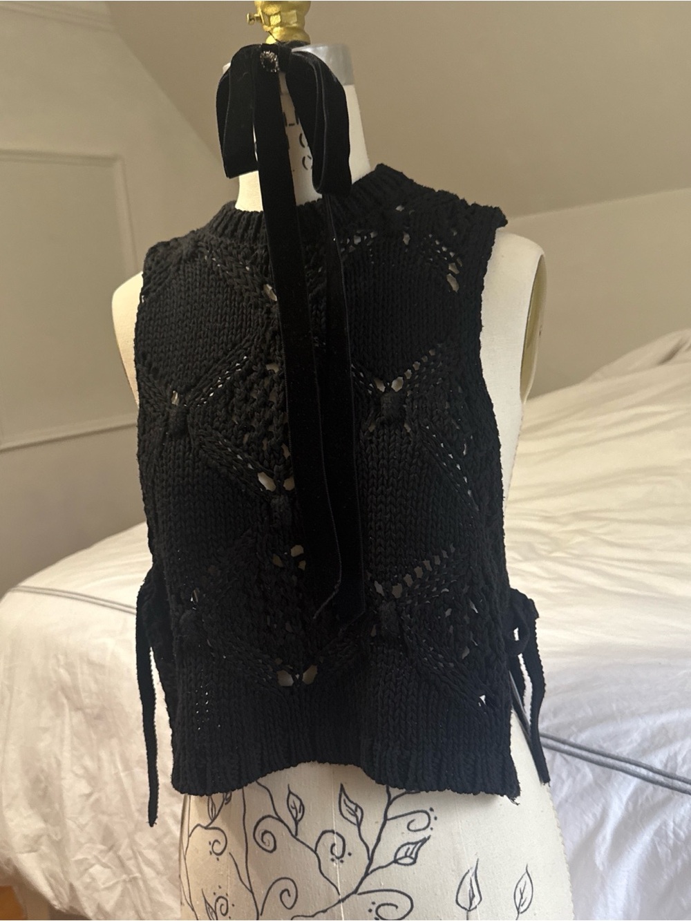 Zara Black Knit Sleeveless Tank with Side Ties